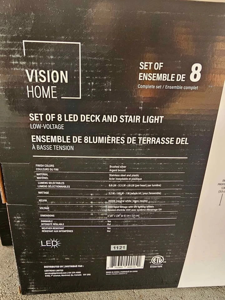 New 2-Pack Vision Home LED Deck & Stair Light Kits (16 Lights To - photo 3