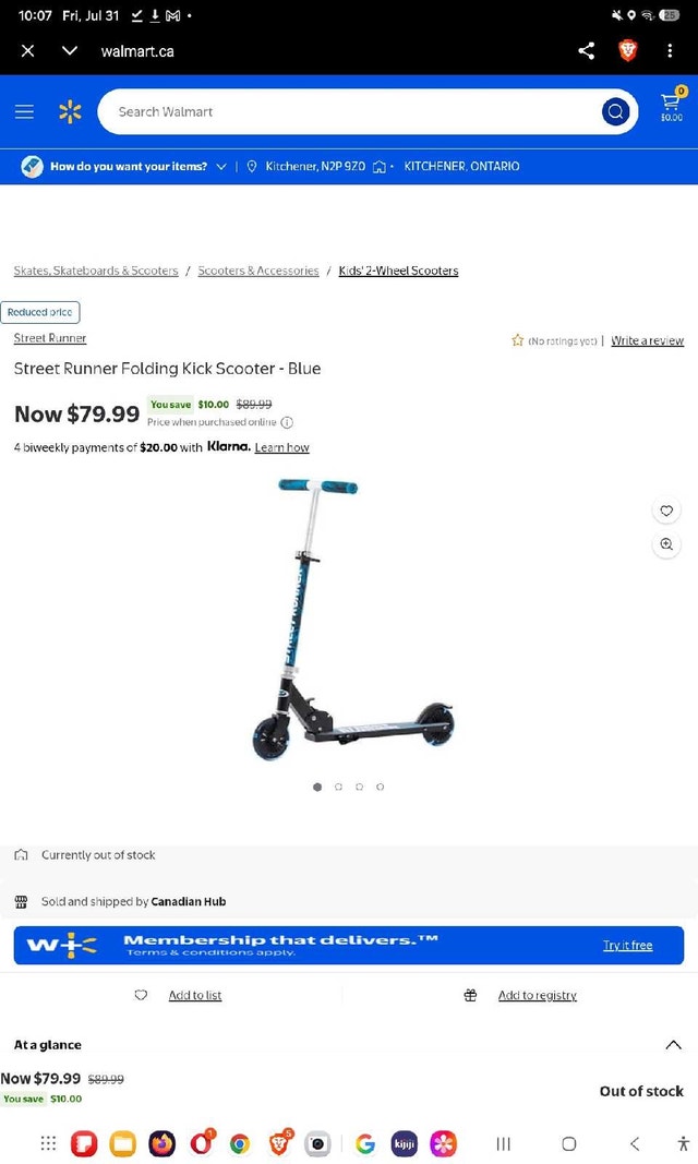 Street Runner Folding Kick Scooter - Blue
