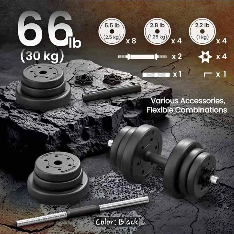 66lb (30kg) 2-in-1 Adjustable Dumbbell/Barbell Set