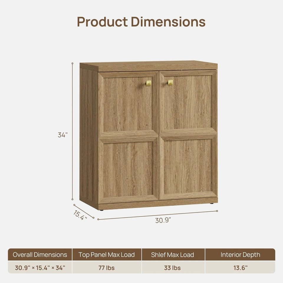 *NEW* Helio 2-Door Storage Cabinet with Gold Knobs - photo 3