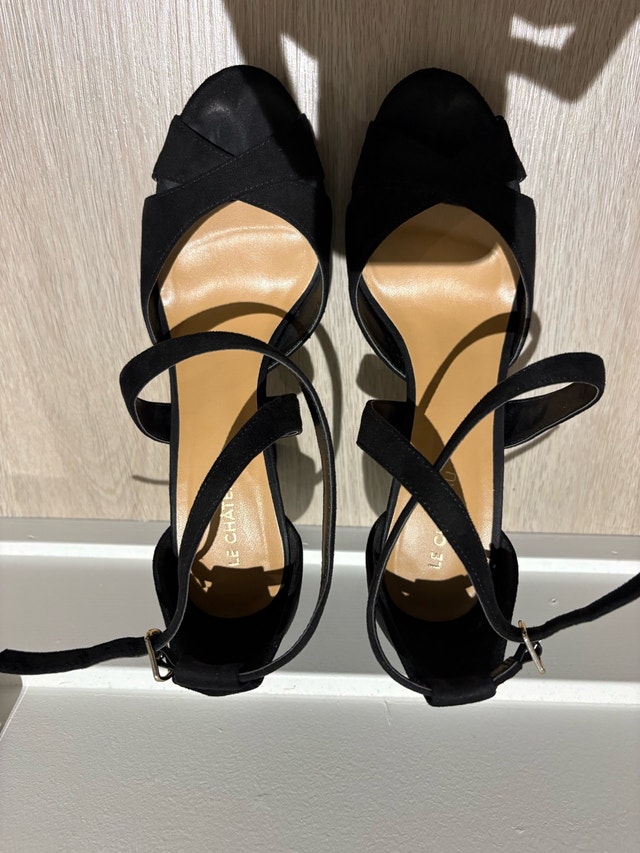 Le Château Black Suede Platform Block Heel Sandals – EU 40 - photo 3