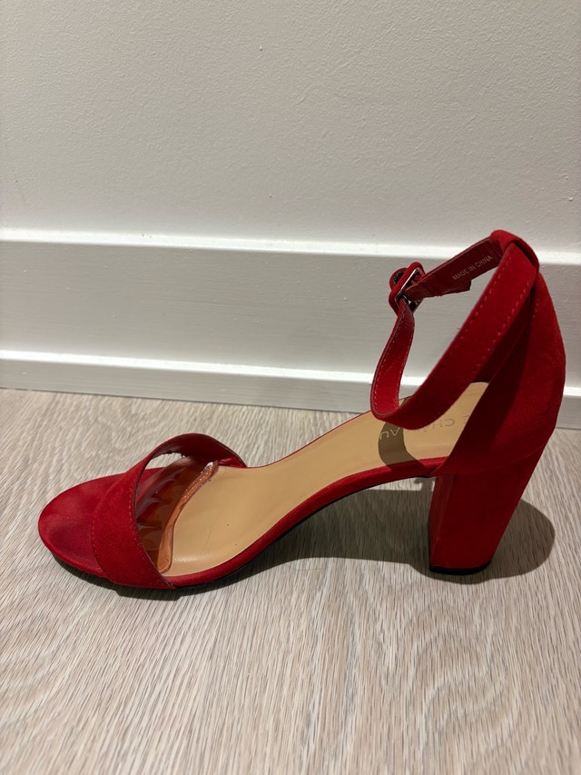 US 9/EU 39 Red Suede Block Heel Sandals - photo 2