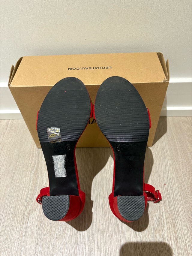 US 9/EU 39 Red Suede Block Heel Sandals - photo 4