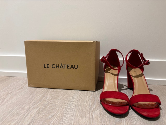 US 9/EU 39 Red Suede Block Heel Sandals - photo 5