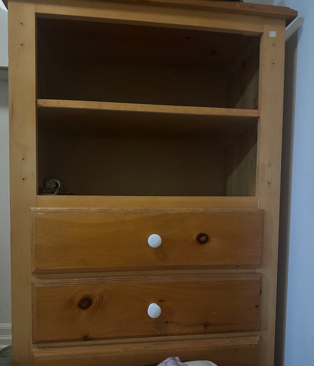 Solid Pine Bookcase/Dresser Combo – Open Shelves + 2 Drawers - photo 2