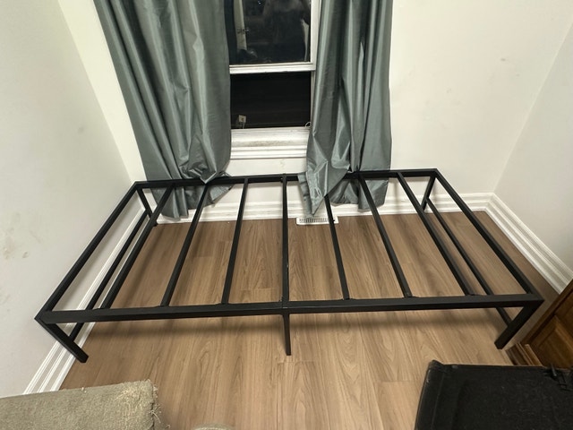 Black metal platform bed frame