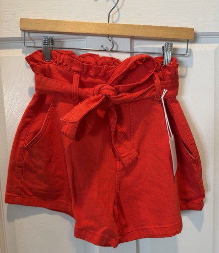 Lauren Conrad High Rise Paperbag Waist Shorts Size 2 Red