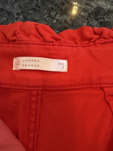 Lauren Conrad High Rise Paperbag Waist Shorts Size 2 Red - photo 3