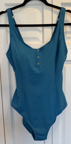 Womens Large Teal Swimsuit -Slimming Size 12 -One Piece