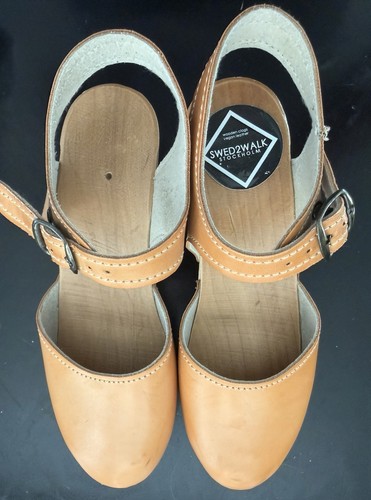Vintage Swedish Swed2walk Wooden Mule Clogs Size 8.5 - photo 3