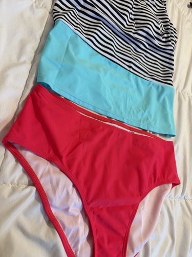 NEW MODLILY Coral Mid Waisted Two-piece Striped Tankini Set L - photo 4