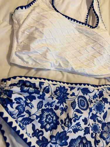 MODLILY Drawstring Floral Print White Bikini Set Sz Large - photo 4