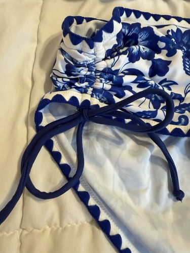 MODLILY Drawstring Floral Print White Bikini Set Sz Large - photo 5