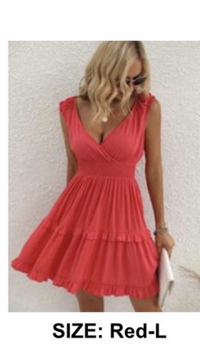 NWOT Beautiful Red dress Large Deep V-Neck Romantic Flutter