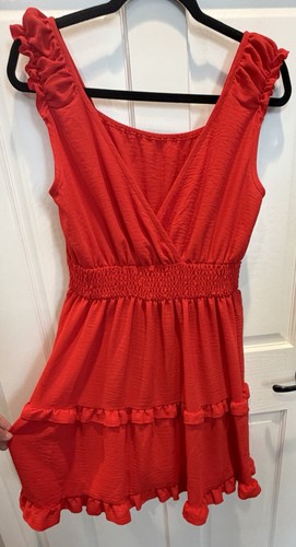 NWOT Beautiful Red dress Large Deep V-Neck Romantic Flutter - photo 2