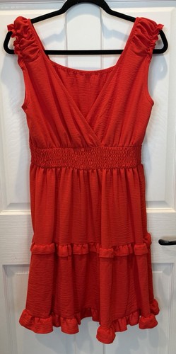 NWOT Beautiful Red dress Large Deep V-Neck Romantic Flutter - photo 4