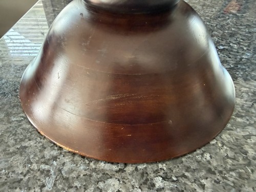 Pottery Barn Round Pedestal Fruit Bowl - Wooden Brown 14"x7" - photo 4