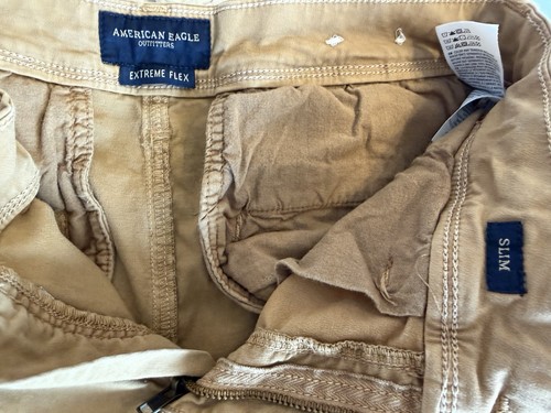 Mens American Eagle Dark Khaki Slim Straight Extreme Flex Pants - photo 2