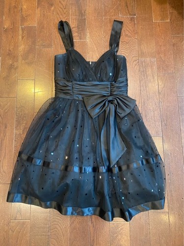 Juniors Black Sparkly Party Dress Sz 5 Fit & Flare