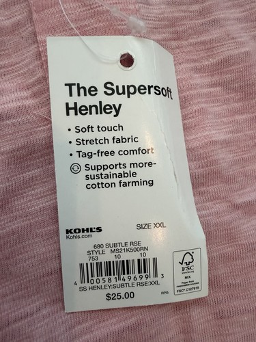 NEW, Lot of 2, Sonoma Super Soft Men's Henley 3 Button T-Shirts, - photo 5