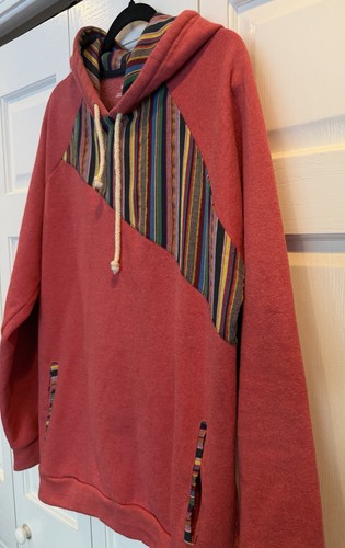 Cotton blend hoodie with Guatemalan textile accents, Baja/Mexica - photo 2