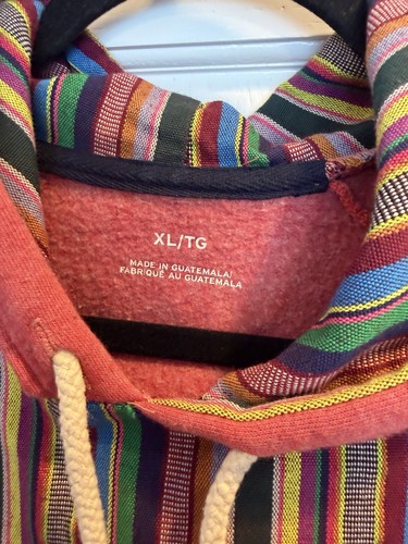 Cotton blend hoodie with Guatemalan textile accents, Baja/Mexica - photo 3