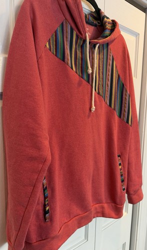 Cotton blend hoodie with Guatemalan textile accents, Baja/Mexica - photo 5