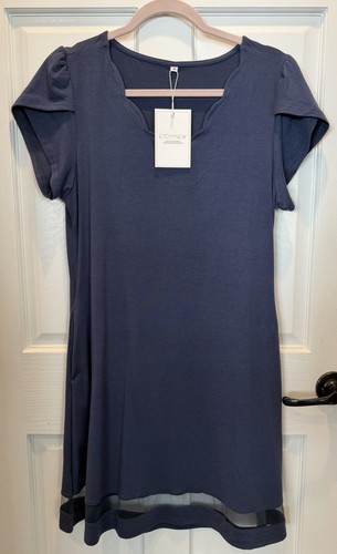 EtcyYNew Blue T-Shirt Dress V-neck Stretch Knit NWT Size M