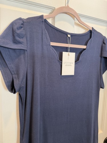 EtcyYNew Blue T-Shirt Dress V-neck Stretch Knit NWT Size M - photo 2