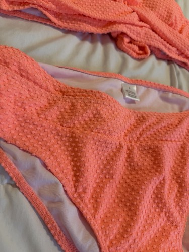 MODLILY Coral Mid Waisted Cross Bikini Set Size Large - photo 4