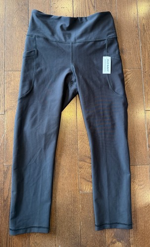 Old Navy High-Rise PowerSoft Crop Pocket Leggings Black Small NW