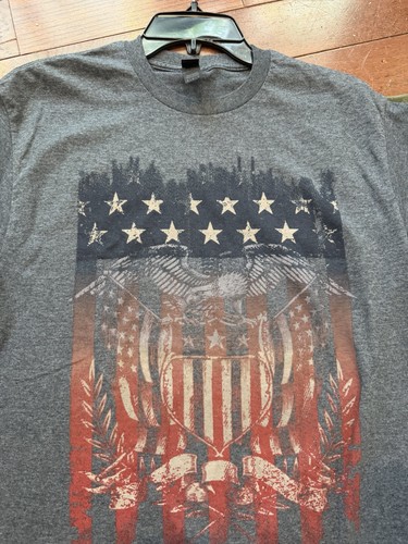Lot of 2 Mens M Tee Shirts Patriotic Blue & Army Green - photo 2