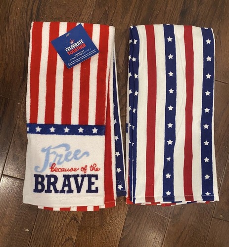 Set Of 2 Patriotic Embroidered Kitchen Towel