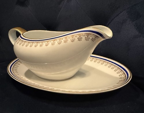 Vintage Fine China Gravy Boat with Attached Underplate