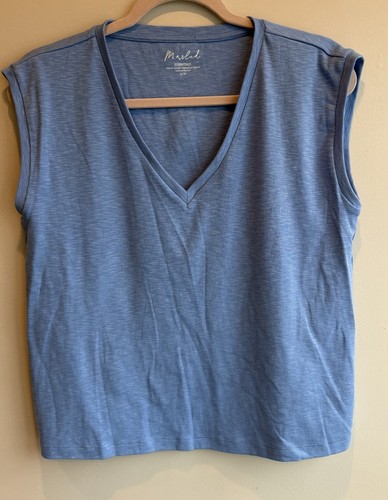 Marled Essentials Cotton Gauze Sleeveless V-neck Top Womens Smal