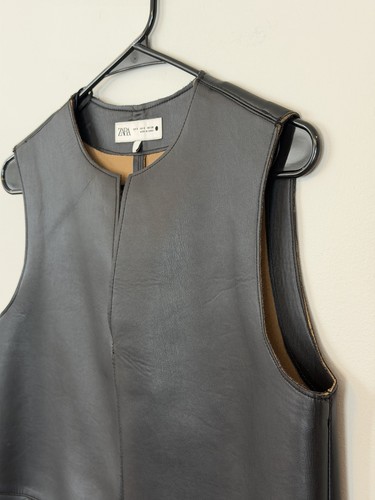 Women’s Faux leather dress, Zara, sleeveless mini Dress - photo 3