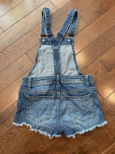 Empyre Juniors Overalls Distressed Blue Jean Shorts Sz 0 - photo 3