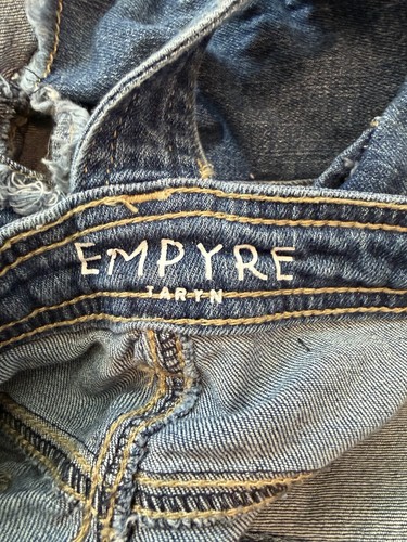 Empyre Juniors Overalls Distressed Blue Jean Shorts Sz 0 - photo 4