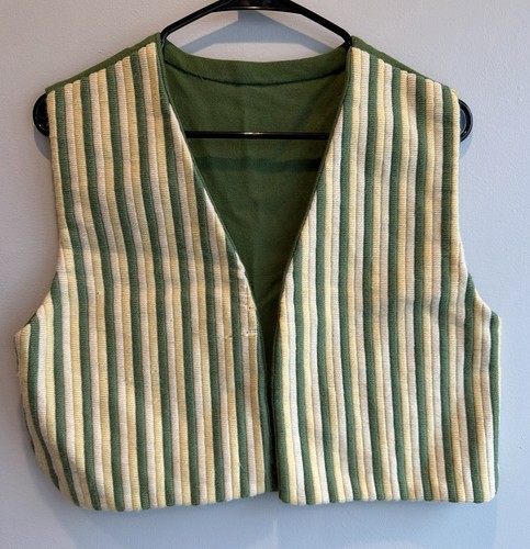 Handmade Vintage Green & Gold Striped Vest One Size