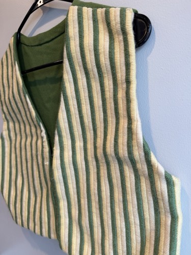 Handmade Vintage Green & Gold Striped Vest One Size - photo 3
