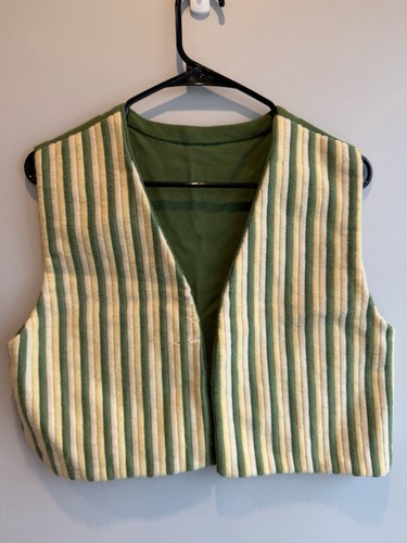 Handmade Vintage Green & Gold Striped Vest One Size - photo 4