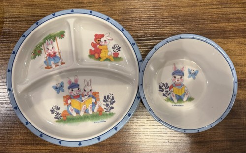 Vintage Lot of 8 Children's Plates & Bowl Sets Nursery Rhyme - photo 2