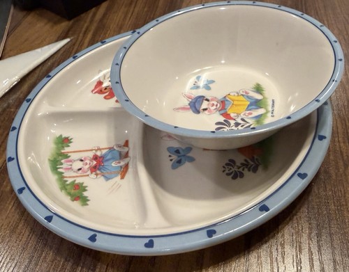 Vintage Lot of 8 Children's Plates & Bowl Sets Nursery Rhyme - photo 4