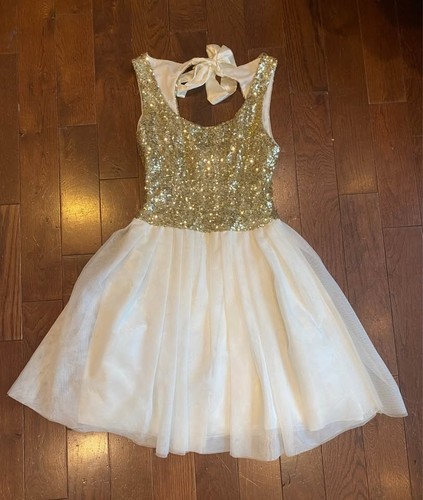 Junior Girl's Size 1-2 Gold Shimmery Special Occasion Dress