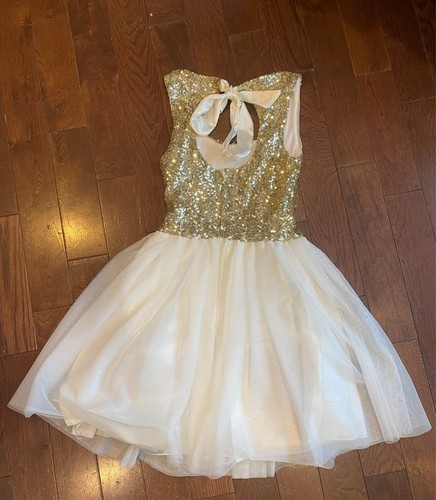 Junior Girl's Size 1-2 Gold Shimmery Special Occasion Dress - photo 2