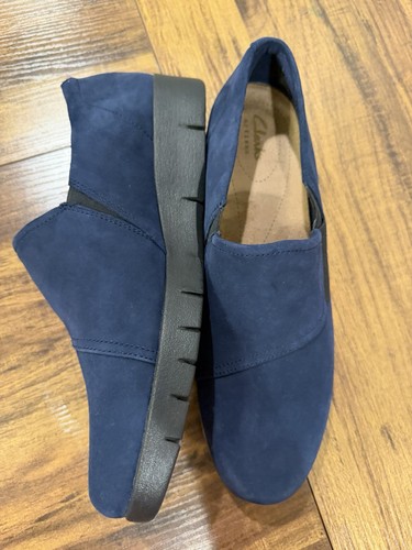 NEW Clarks Daelyn Monarch Womens Comfort Shoes Blue Suede Wedge - photo 3
