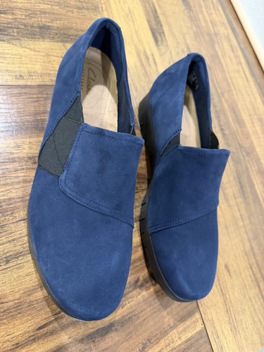 NEW Clarks Daelyn Monarch Womens Comfort Shoes Blue Suede Wedge - photo 5