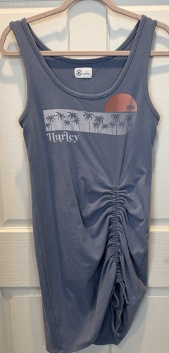 Juniors HURLEY Size L Sleeveless TANK Ruched Side Beach Dress