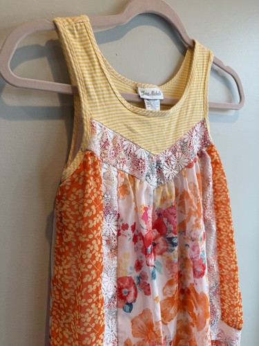 EUC Jona Michelle Girls Sz 10 Orange Chiffon Floral Dress - photo 4