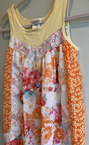 EUC Jona Michelle Girls Sz 10 Orange Chiffon Floral Dress - photo 5